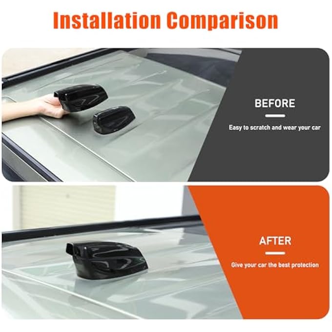 rayihni غطاء هوائي على شكل زعنفة سمكة القرش للسيارة متوافق مع لاند روفر ديفندر 90 110 130 2020-2024 غطاء هوائي سقف من مادة ABS (أسود) - Image 3