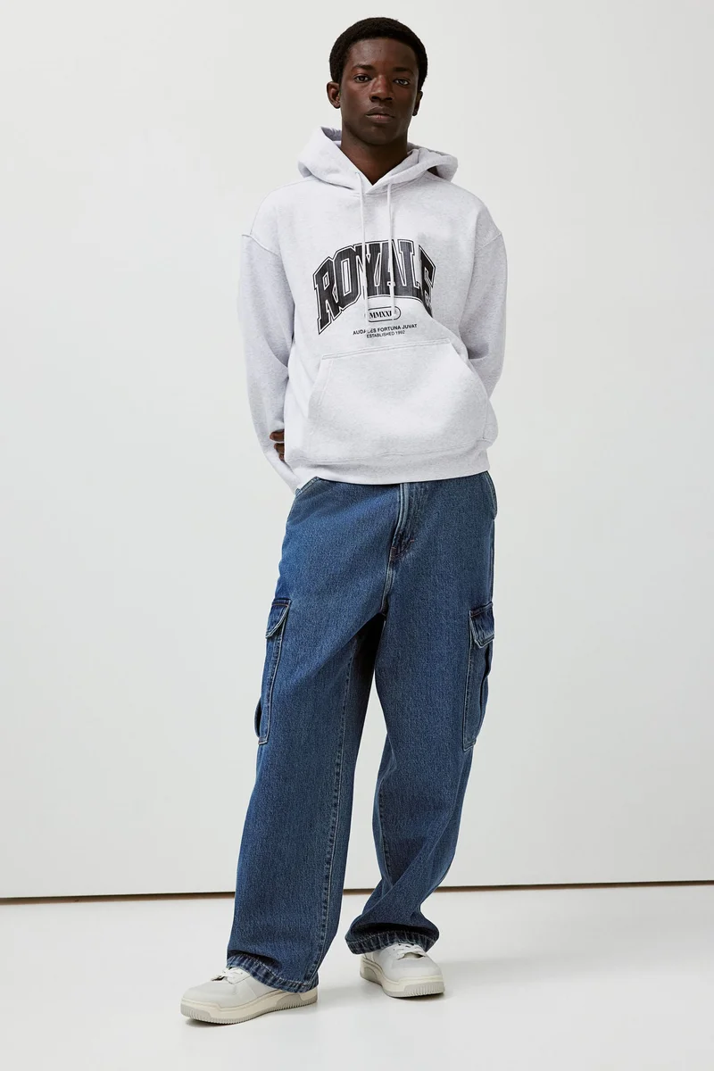 اتش اند ام Loose Fit Printed Hoodie