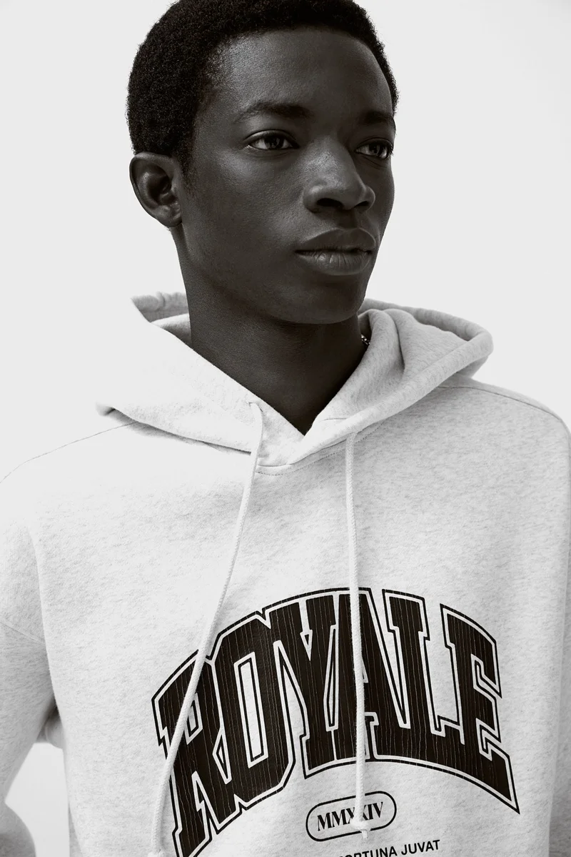 اتش اند ام Loose Fit Printed Hoodie