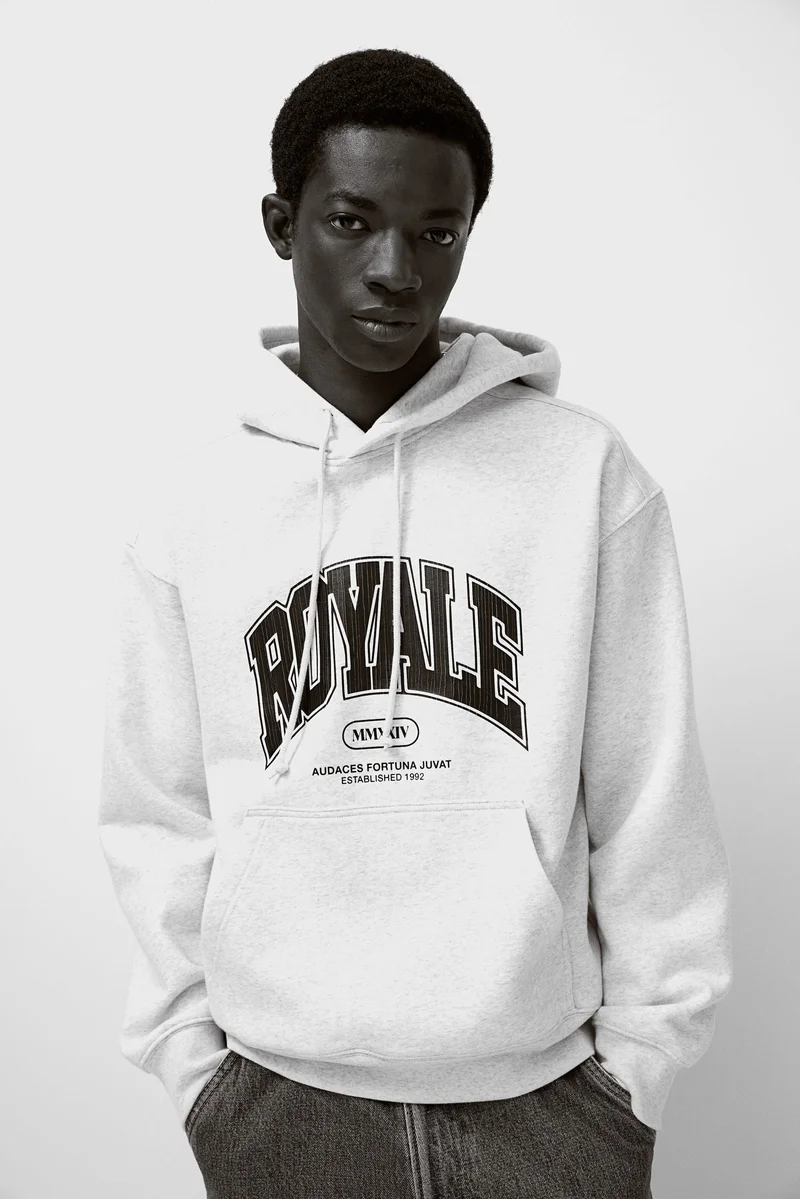 اتش اند ام Loose Fit Printed Hoodie