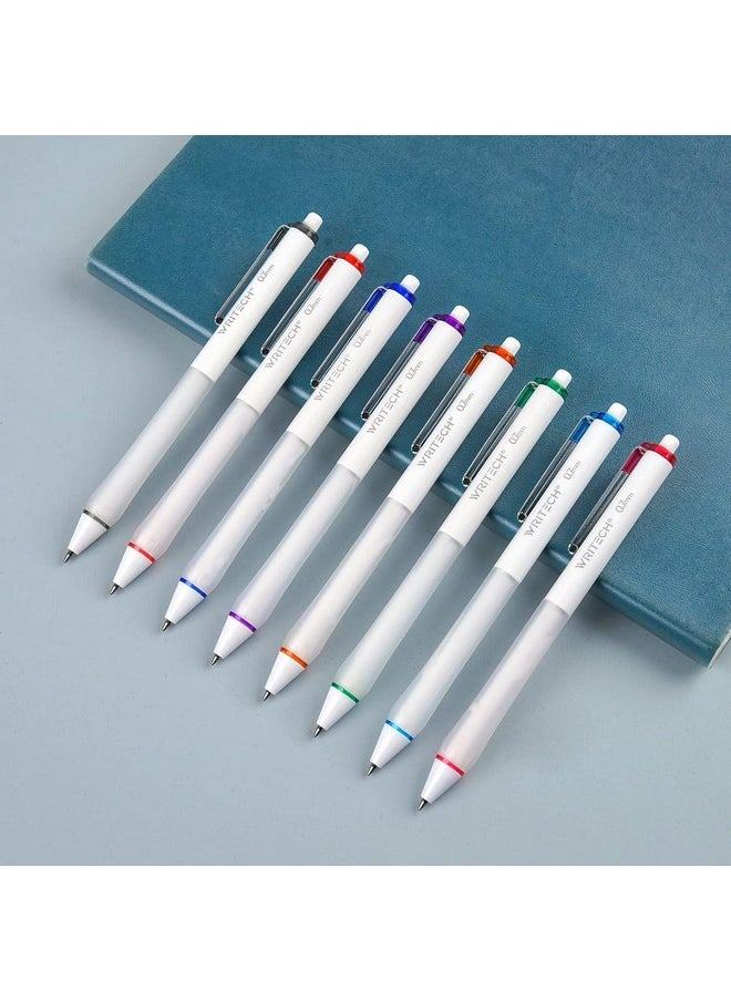 WRITECH Gel Ink Retractable Pens: Assorted Colors Ink 0.7Mm Medium Point Pen Set, Smooth Writing Multi Colored No Bleed Pens Bulk For Journaling 8Ct  - Image 1
