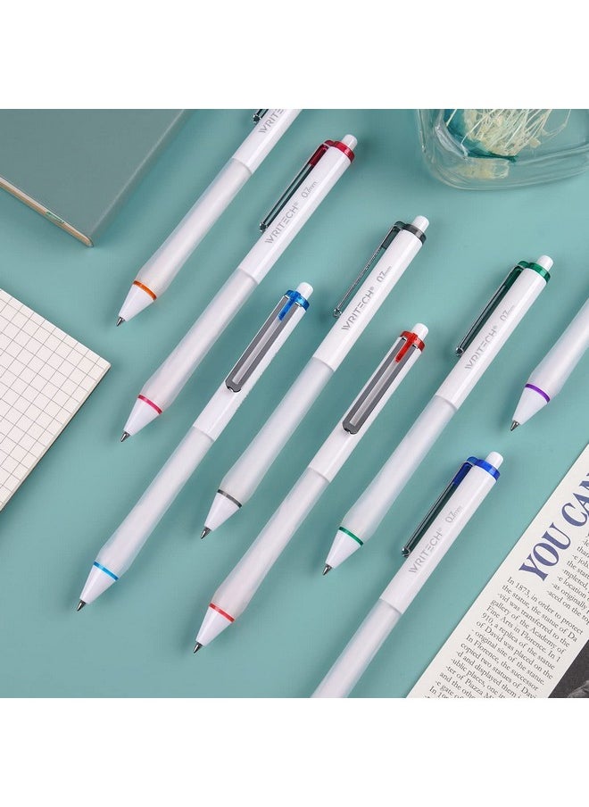 WRITECH Gel Ink Retractable Pens: Assorted Colors Ink 0.7Mm Medium Point Pen Set, Smooth Writing Multi Colored No Bleed Pens Bulk For Journaling 8Ct  - Image 2