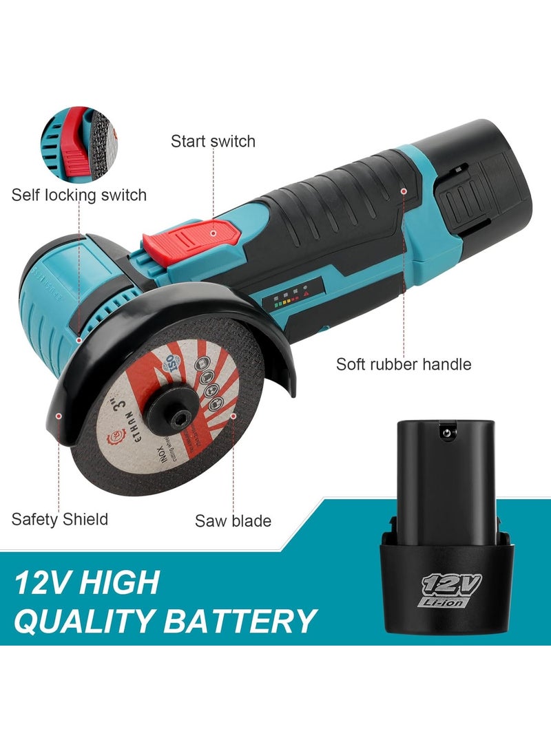 دينكس أداة صقل زوايا بسرعة 18500دورة في الدقيقة، اداة صقل كهربائية محمولة باليد مع قرصين قطع و2 بطارية - صاروخ صقل بقوة 550 واط، متعددة الوظائف لتبديد الحرارة للمعادن والخشب والحجر والستيل - Image 5