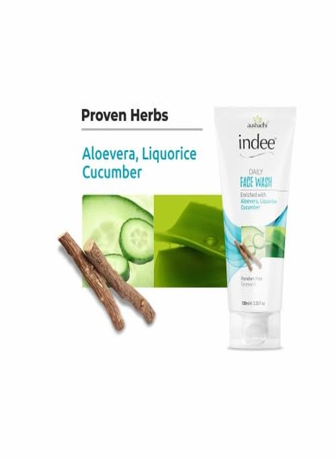 Indee Daily Face Wash Aloe Vera Gentle Cleanser Non Irritant Non Drying Makeup Cleansing for Oily Sensitive Combination Skin Women Men (100ml, Pack of 2) - Image 2