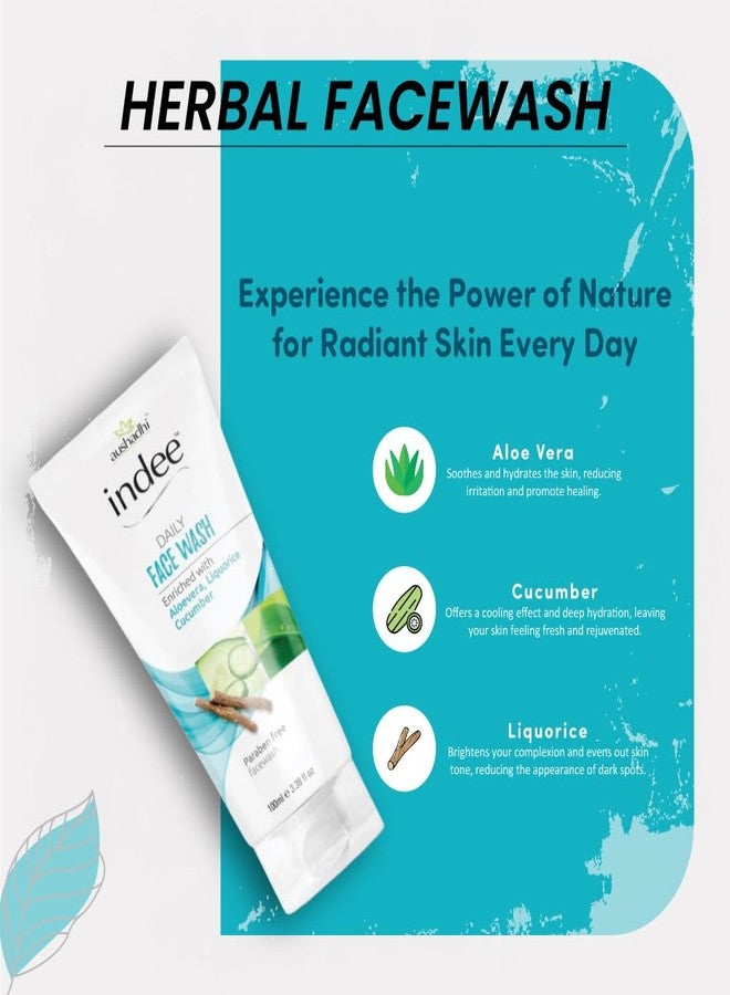 Indee Daily Face Wash Aloe Vera Gentle Cleanser Non Irritant Non Drying Makeup Cleansing for Oily Sensitive Combination Skin Women Men (100ml, Pack of 2) - Image 3
