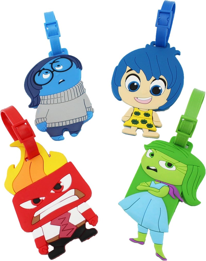 Finex 4pcs Set Movie Emotions Travel Luggage ID Tag for Bags Suitcases Joy Sadness Anger Disgust - Image 1