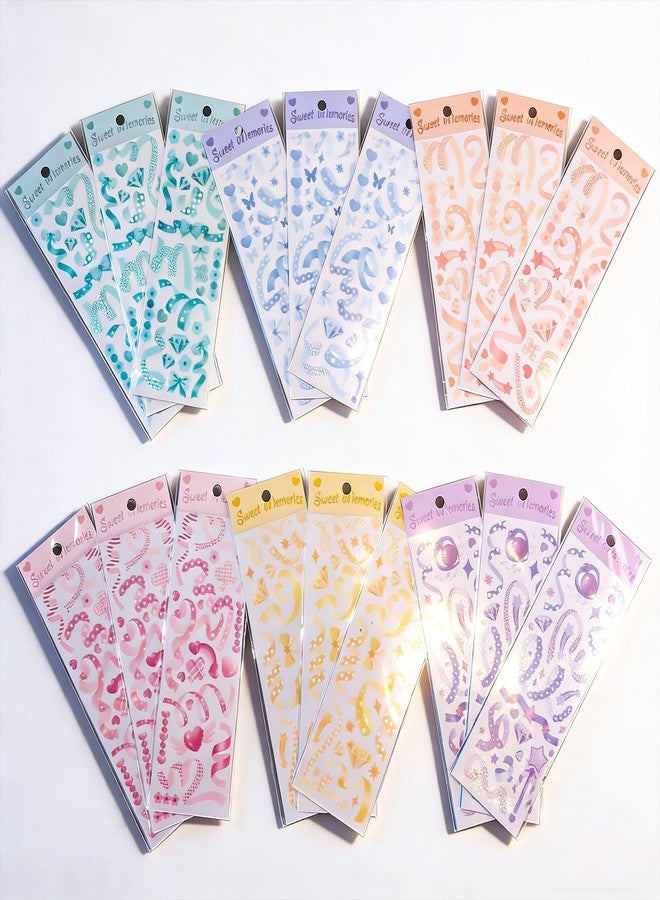 SIBLYMONA 18 Sheets Colorful Glitter Stickers for Scrapbooking, DIY Colorful Glitter Self Adhesive Deco Stickers for Scrapbook Card (BSSD-18P) - Image 1