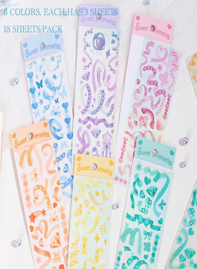 SIBLYMONA 18 Sheets Colorful Glitter Stickers for Scrapbooking, DIY Colorful Glitter Self Adhesive Deco Stickers for Scrapbook Card (BSSD-18P) - Image 2