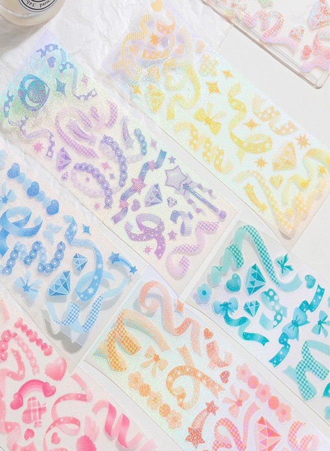 SIBLYMONA 18 Sheets Colorful Glitter Stickers for Scrapbooking, DIY Colorful Glitter Self Adhesive Deco Stickers for Scrapbook Card (BSSD-18P) - Image 3