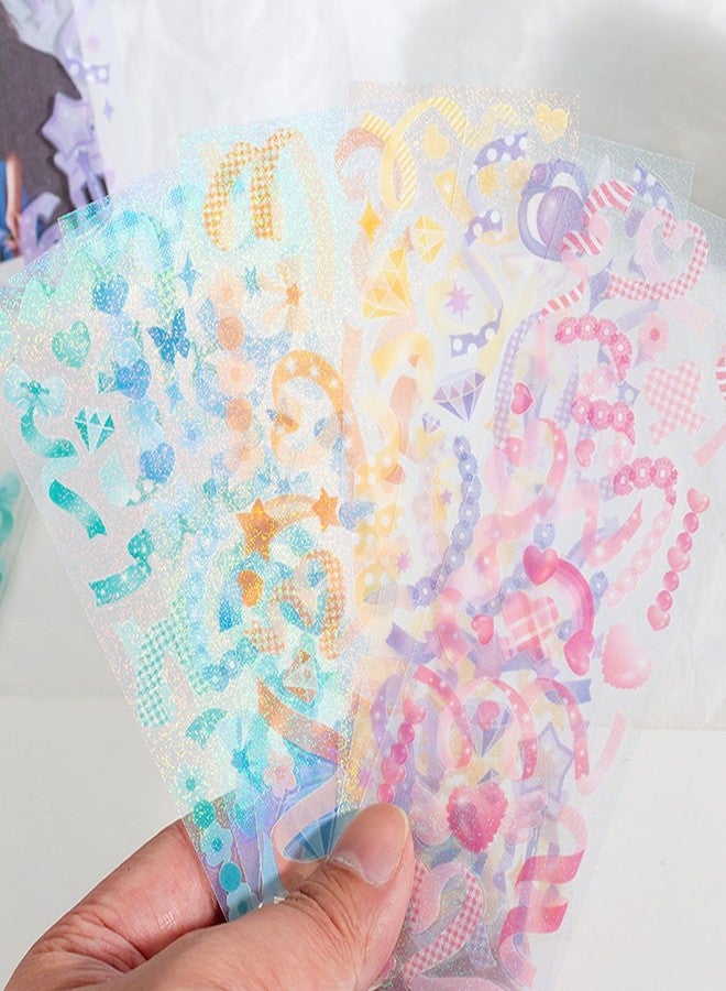 SIBLYMONA 18 Sheets Colorful Glitter Stickers for Scrapbooking, DIY Colorful Glitter Self Adhesive Deco Stickers for Scrapbook Card (BSSD-18P) - Image 5