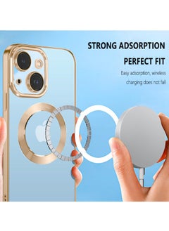 COBLUE Luxury Clear Plating Soft Case Cover With MagSafe Wireless Charging Function For Apple iPhone 14 Gold  - Image 4