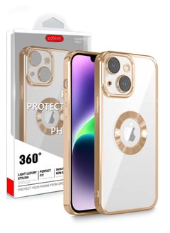 COBLUE Luxury Clear Plating Soft Case Cover With MagSafe Wireless Charging Function For Apple iPhone 14 Gold  - Image 5