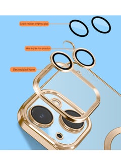 COBLUE Luxury Clear Plating Soft Case Cover With MagSafe Wireless Charging Function For Apple iPhone 14 Gold  - Image 2