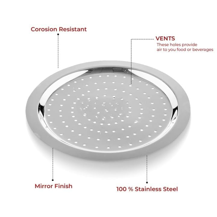 MS WORLD Stainless Steel Hole Lid | Lid Covers for Utensils | Milk Cover Plate| Steel Jali Plate | Steel Cover Lids for Kitchen | Size 5.7 Inch (Pack of 6) - Image 3