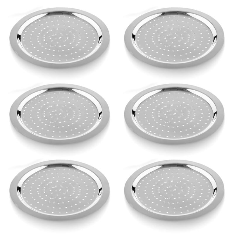 MS WORLD Stainless Steel Hole Lid | Lid Covers for Utensils | Milk Cover Plate| Steel Jali Plate | Steel Cover Lids for Kitchen | Size 5.7 Inch (Pack of 6) - Image 1