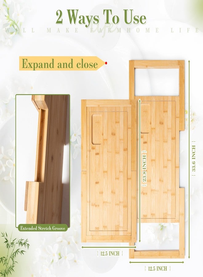 DD DEFINED DECO Defined Deco Over The Sink Cutting Board, Extra Large 33in Expandable Cutting Board Over Sink, Natural Bamboo Cutting Boards with Juice Groove,Kitchen Sink Cover for Counter Space (33") - Image 2