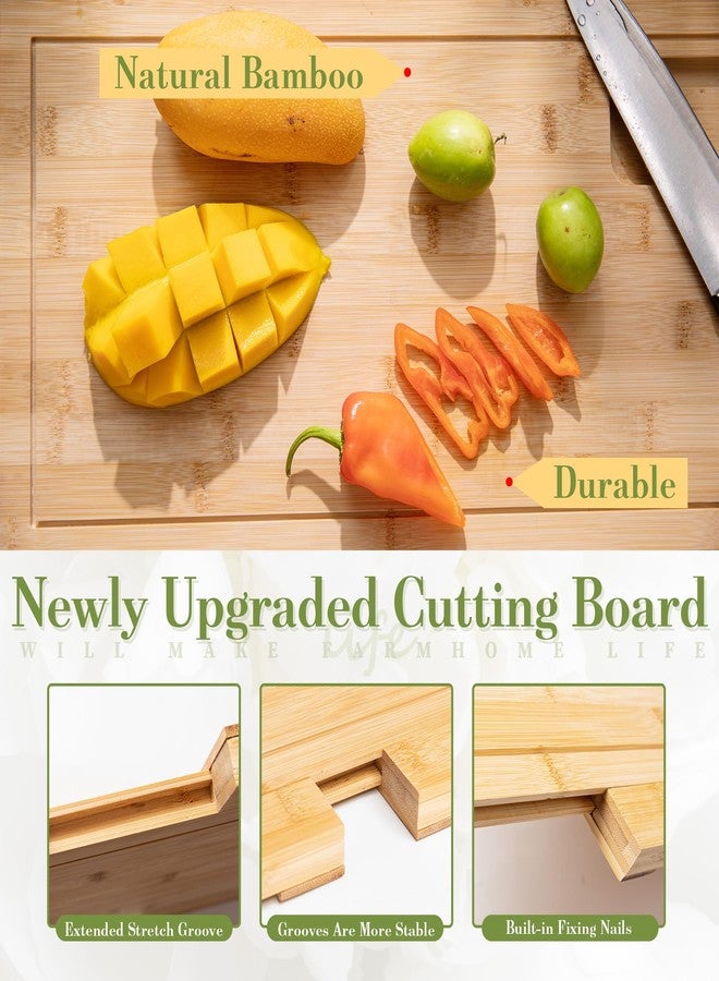 DD DEFINED DECO Defined Deco Over The Sink Cutting Board, Extra Large 33in Expandable Cutting Board Over Sink, Natural Bamboo Cutting Boards with Juice Groove,Kitchen Sink Cover for Counter Space (33") - Image 3