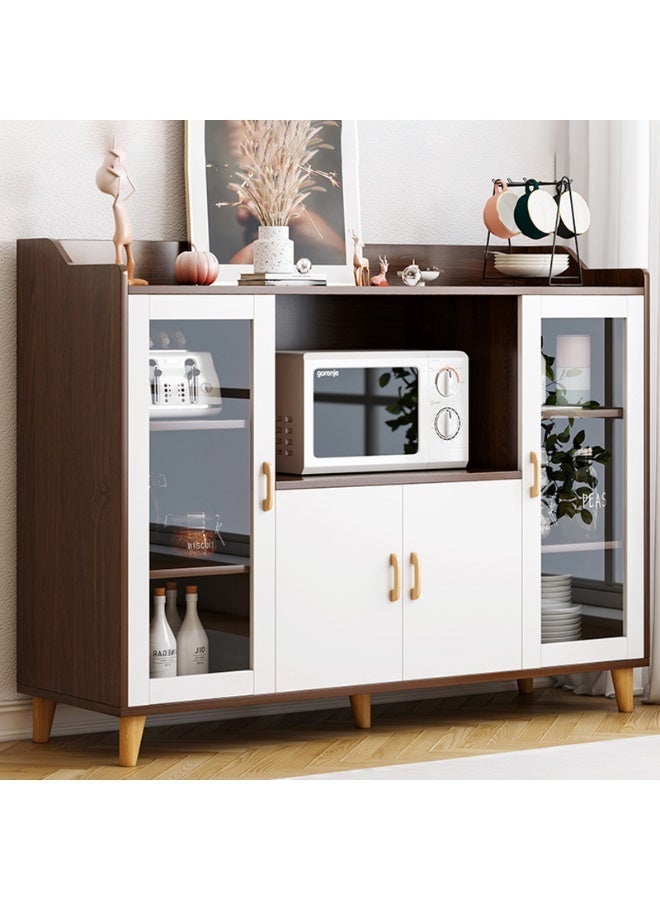 Sharpdo Wooden Storage Cabinet Sideboard Living Room Kitchen Cabinet Coffee Bar Cabinet Microwave Stand Multifunctional Organizer for Home Dining Room 120*40*94CM - Image 1