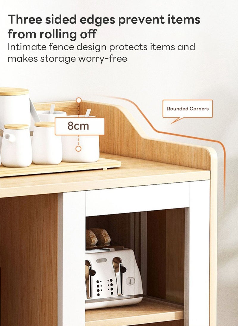 Sharpdo Wooden Storage Cabinet Sideboard Living Room Kitchen Cabinet Coffee Bar Cabinet Microwave Stand Multifunctional Organizer for Home Dining Room 120*40*94CM - Image 5