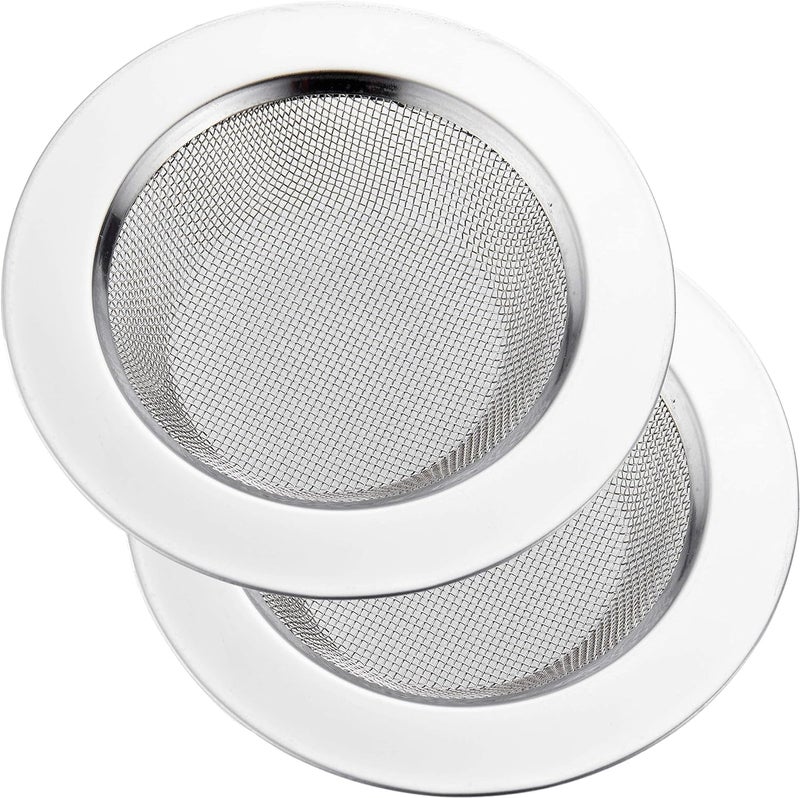 LASSHSWA 2 PCS Kitchen Sink Strainer Stainless Steel Kitchen Sink Drain Strainer Sink Strainers with Large Wide Rim 45 Diameter for Kitchen Sinks
