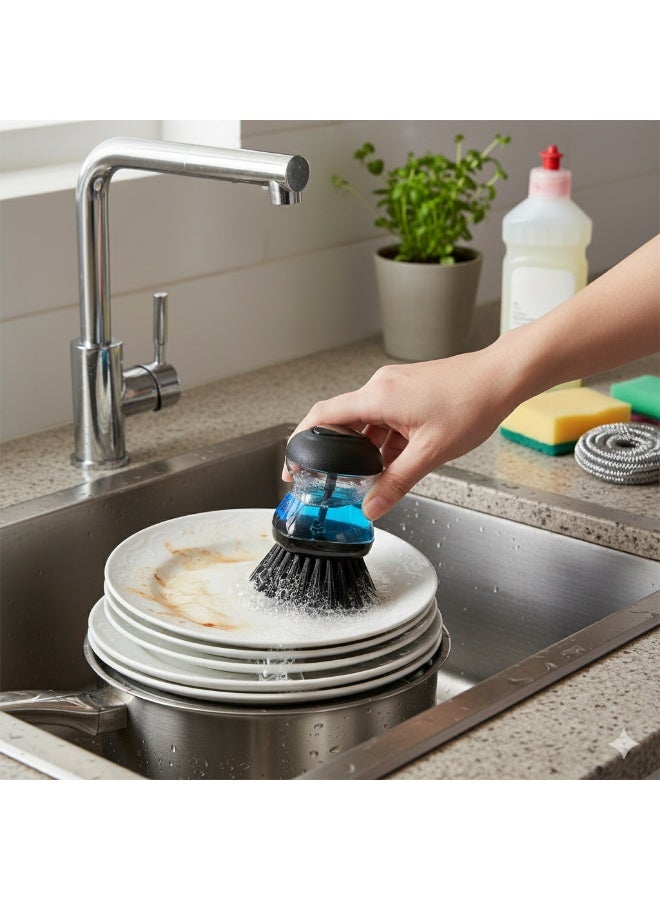 تيتيز فرشاة تنظيف صحون ومجلى وموزع سائل تنظيف بلاستيك 80x80x100  مم - Image 2