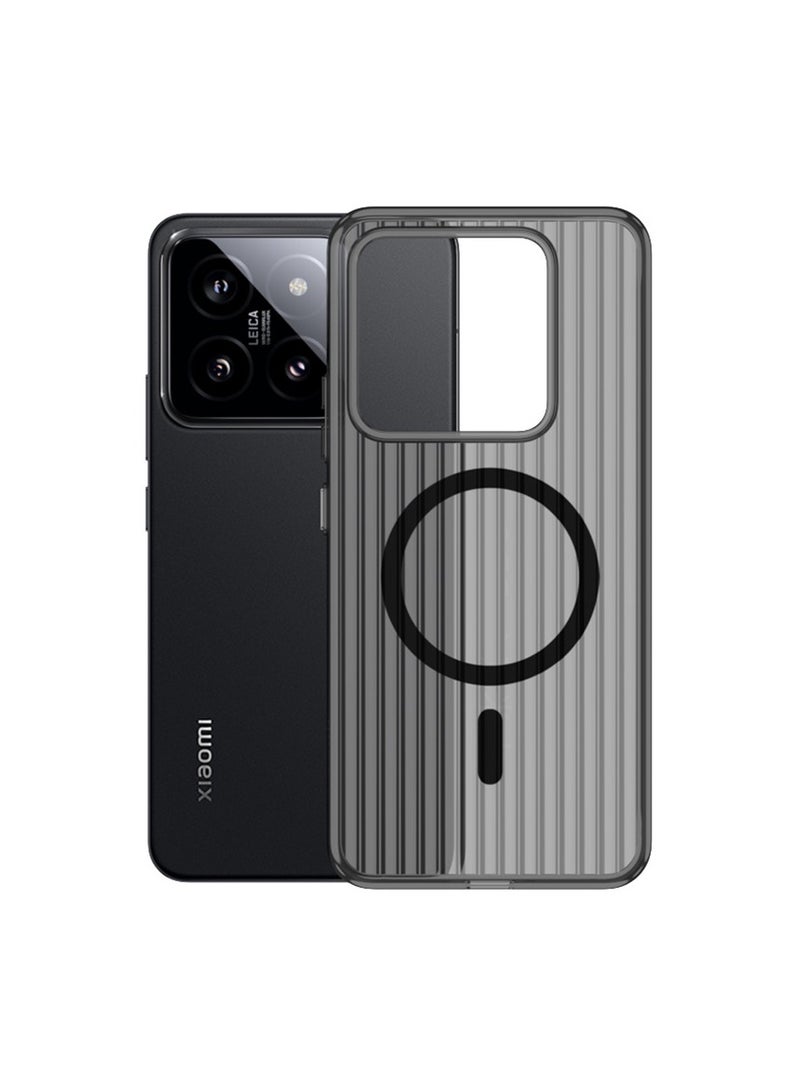 General Corrugated grating PC hard shell for Xiaomi 14/14Pro mobile phone case, magnetic ice mist matte Xiaomi 14/14Pro mobile phone case  - Image 1