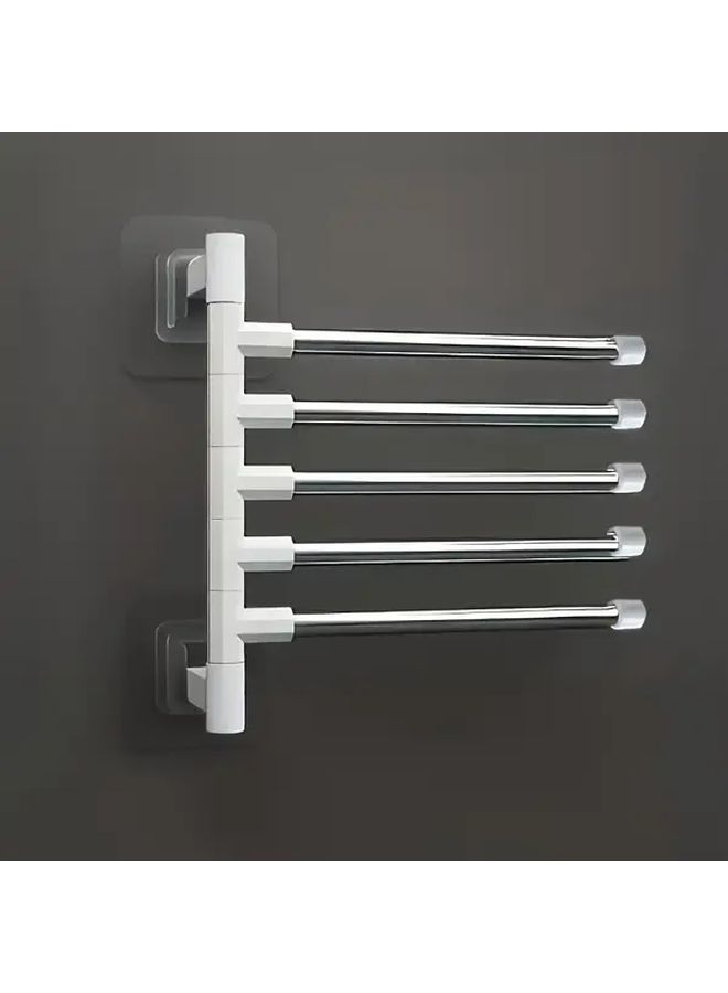 Stainless Steel Rotating Towel Rack 5 Tier Wall Mounted Bathroom Organizer - Image 3