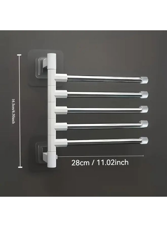 Stainless Steel Rotating Towel Rack 5 Tier Wall Mounted Bathroom Organizer - Image 2