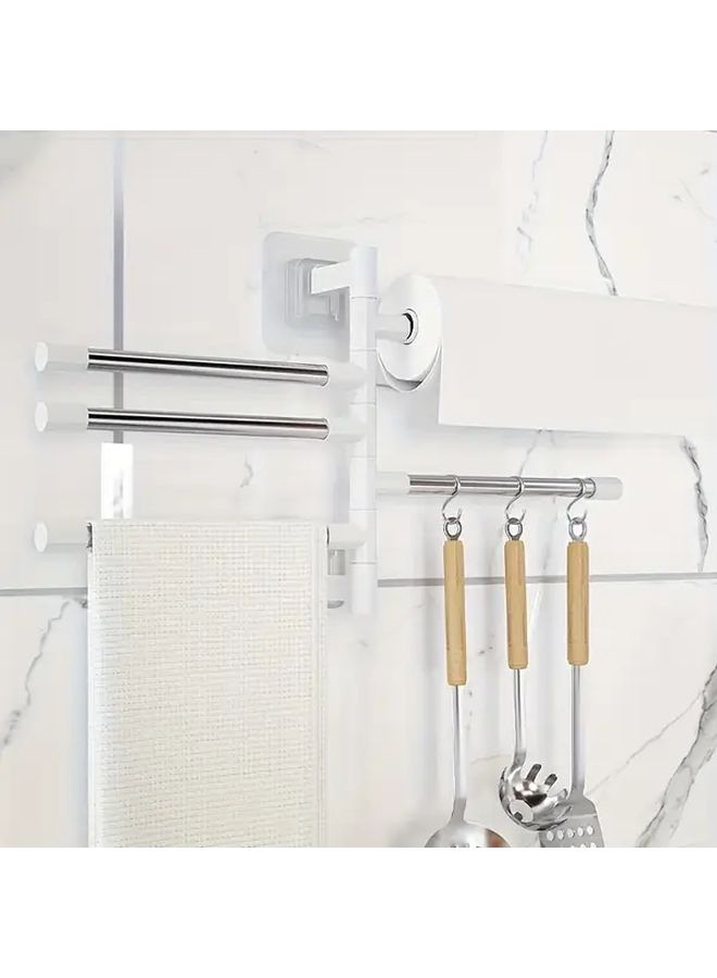Stainless Steel Rotating Towel Rack 5 Tier Wall Mounted Bathroom Organizer - Image 4