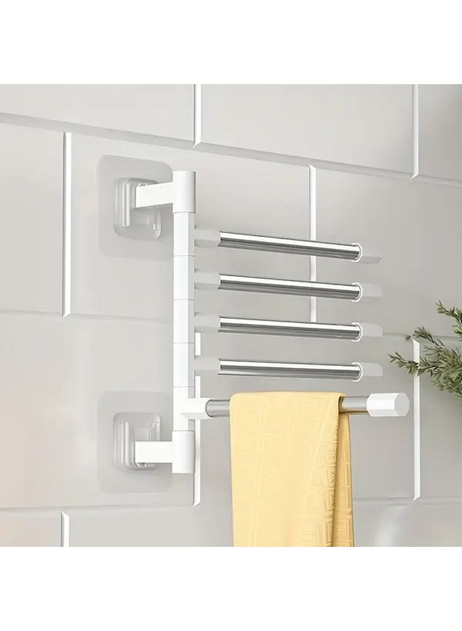 Stainless Steel Rotating Towel Rack 5 Tier Wall Mounted Bathroom Organizer - Image 5
