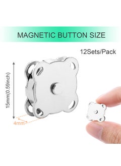 CooBigo Magnetic Snaps Buttons Plum Magnetic Snap Closures for Purses Bags Clothes Handbags ScrapbookingMagnetic Purse Closure FastenersSewing on Magnetic Snaps for DIY Craft 15mm Silver  - Image 2