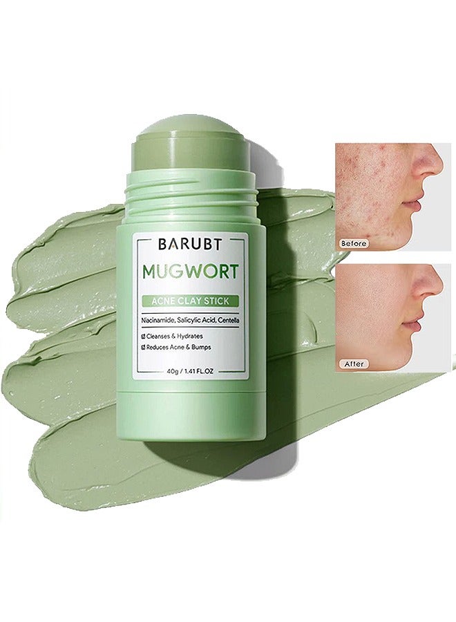 BARUBT Mugwort Acne Clay Stick, Mugwort Anti Pores And Acne Clay Mask, Cleansing Mask Mud Mask For Men And Women, Moisturizing Oil Control Shrink Remove Blackheads, Shrink Pores, Improve Skin Tone - Image 1