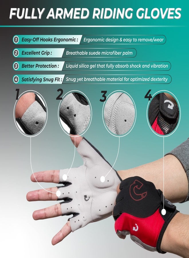 GEARONIC Cycling Gloves Anti-Slip Mountain Bike Gloves For Men Breathable Foam Padded Biking Gloves Shock Absorbing MTB Bicycle Gloves Half/Full Finger Guantes (Gray, Large) - Image 4