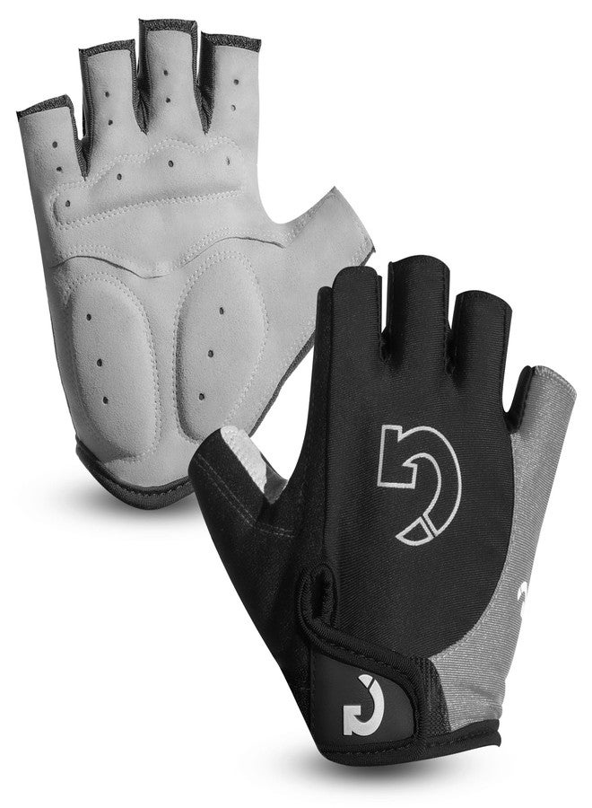GEARONIC Cycling Gloves Anti-Slip Mountain Bike Gloves For Men Breathable Foam Padded Biking Gloves Shock Absorbing MTB Bicycle Gloves Half/Full Finger Guantes (Gray, Large) - Image 1