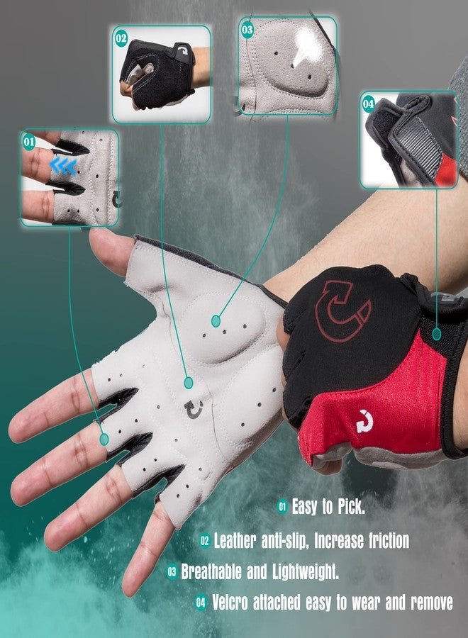 GEARONIC Cycling Gloves Anti-Slip Mountain Bike Gloves For Men Breathable Foam Padded Biking Gloves Shock Absorbing MTB Bicycle Gloves Half/Full Finger Guantes (Gray, Large) - Image 2