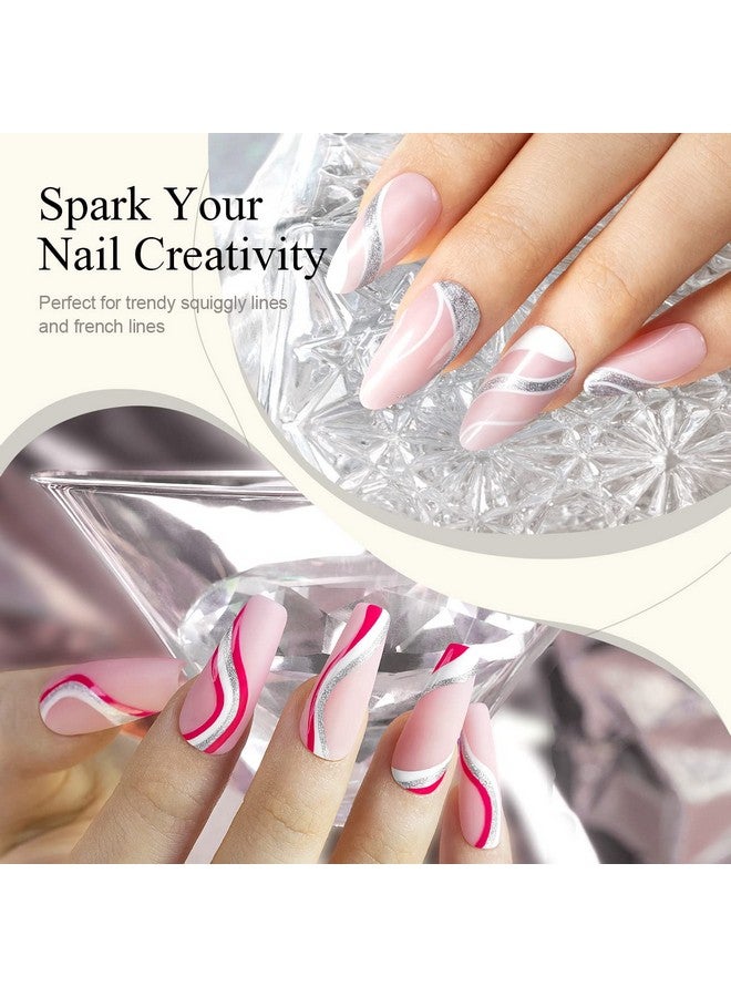 RARJSM Gel Liner Nail Art Silver Glitter Design Gel Nail Polish 1 Bottle 8Ml Soak Off Uv Led Curing Requires Build In Thin Brush Striper Gel Polish For Home Salon Diy Nail Manicure Painting Decoration - Image 2