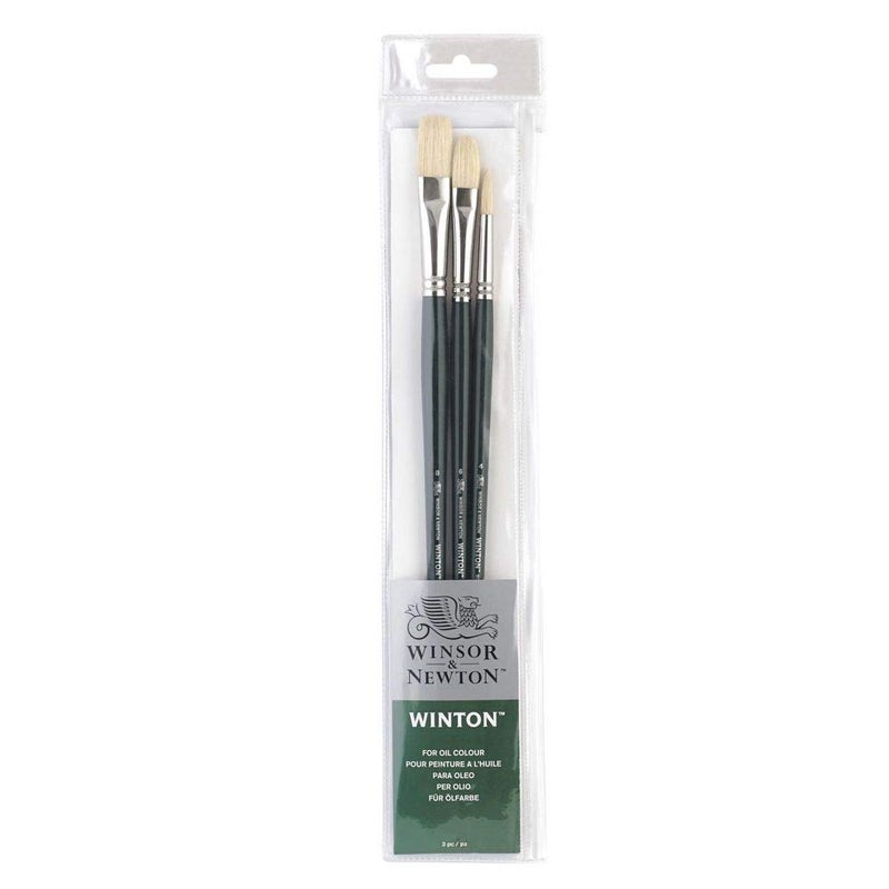 Winsor Newton Winsor & Newton Winton Long Handle Brush (3 Pack) (Round 4, Filbert 6, Flat 8) - Image 1