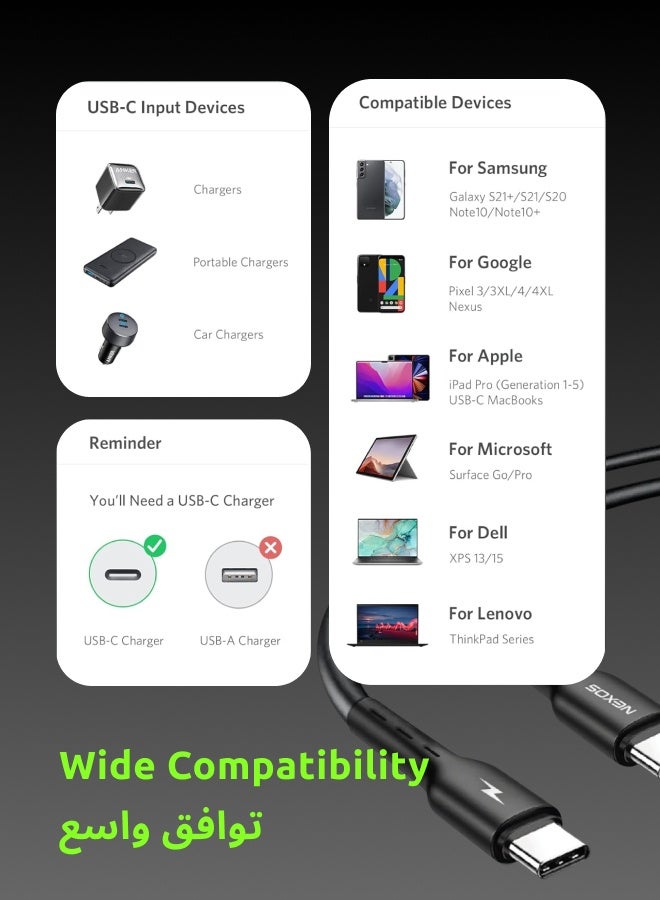 NEXOS C to C Type Cable 60W 1m Fast Charge & Data Sync - Image 5