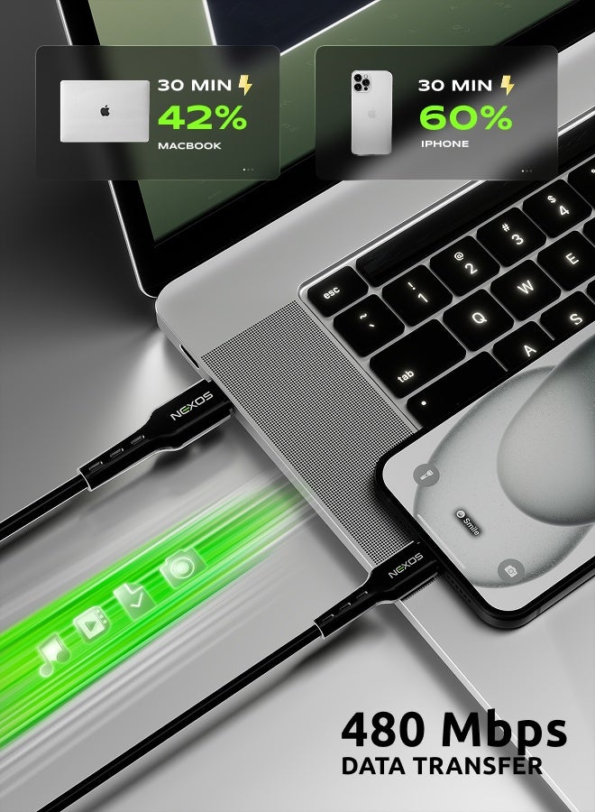 NEXOS C to C Type Cable 60W 1m Fast Charge & Data Sync - Image 3