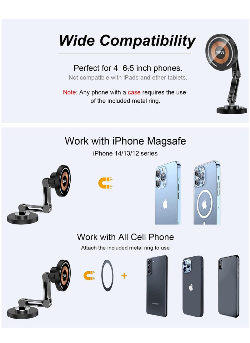 Excefore - Car Mount Charger for MagSafe , 360° Adjustable Magnetic Wireless Car Charger, Air Vent Magnetic Car Mount Phone Holder Charger Compatible with MagSafe iPhone 15 14 13 12 Series - Image 1