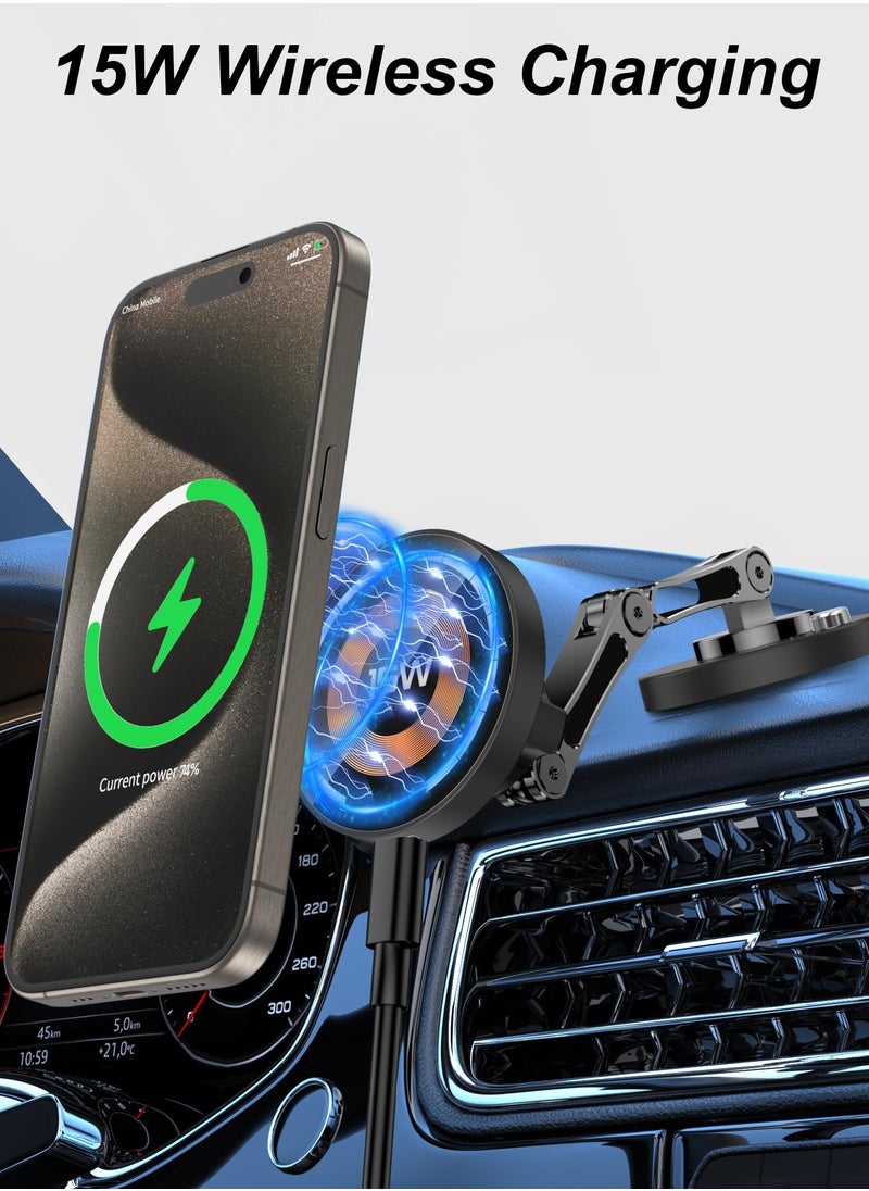 Excefore - Car Mount Charger for MagSafe , 360° Adjustable Magnetic Wireless Car Charger, Air Vent Magnetic Car Mount Phone Holder Charger Compatible with MagSafe iPhone 15 14 13 12 Series - Image 1