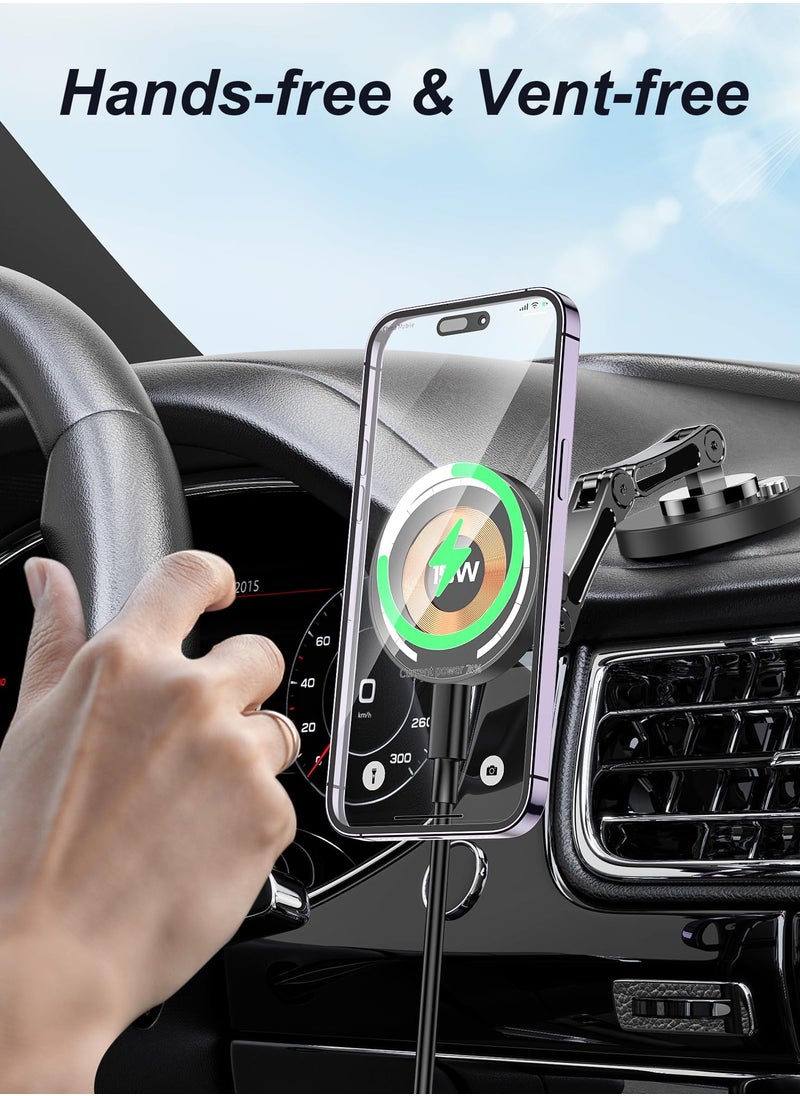 Excefore - Car Mount Charger for MagSafe , 360° Adjustable Magnetic Wireless Car Charger, Air Vent Magnetic Car Mount Phone Holder Charger Compatible with MagSafe iPhone 15 14 13 12 Series - Image 1
