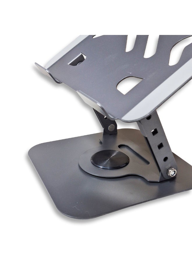 Foldable tablet and laptop stand with stylish and high-quality metal design, 360° rotation for an ideal viewing experience, supports ventilation to cool devices and preserve their lifespan, suitable for iPad and mobile phones, easy to store and carry, and ideal for studying, working or watching content anywhere - Image 4