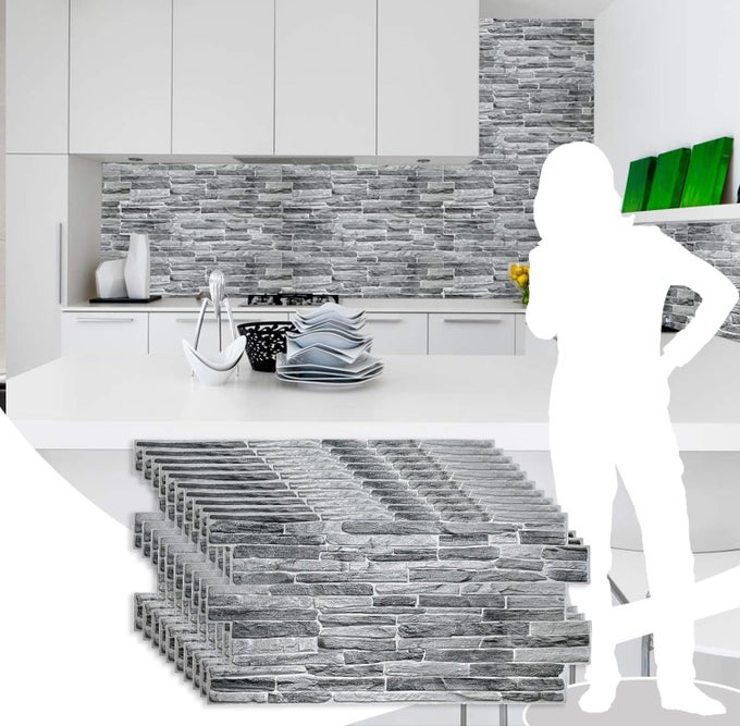 PG701310 DARK GREY FAUX SLATE PVC 3D WALL PANEL 33 FT X 17 FT 98 CM X 50CM INTERIOR DESIGN WALL PANELING DECOR 561 SQ FT 049SQ M EACH PACK OF 10