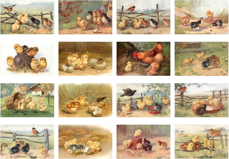 Flonz Decoupage Paper Pack (21 Sheets 6"x8") Baby Chicks Easter Vintage Styled Easter Cards Pictures for Decoupage, Craft and Scrapbooking - Image 2