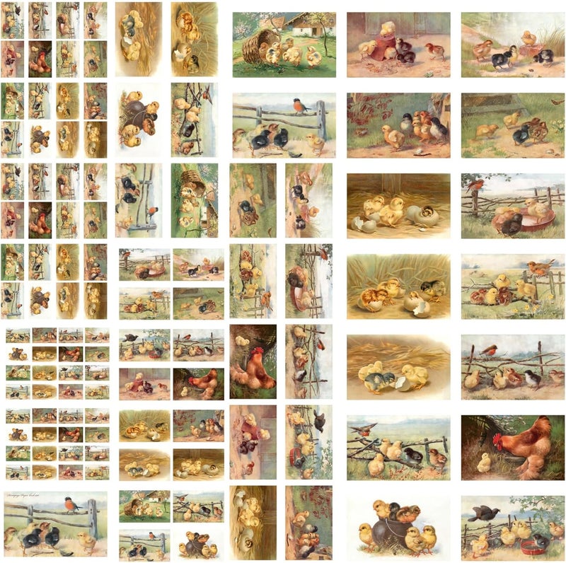 Flonz Decoupage Paper Pack (21 Sheets 6"x8") Baby Chicks Easter Vintage Styled Easter Cards Pictures for Decoupage, Craft and Scrapbooking - Image 4