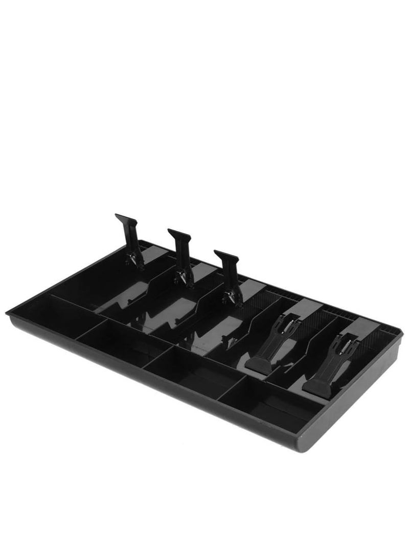 Cash Drawer 5 Grids Black Cash Box Register Insert Coin Trays Cashier Tidy Storage Safe Cash Tray for Business Use (Black) - Image 1