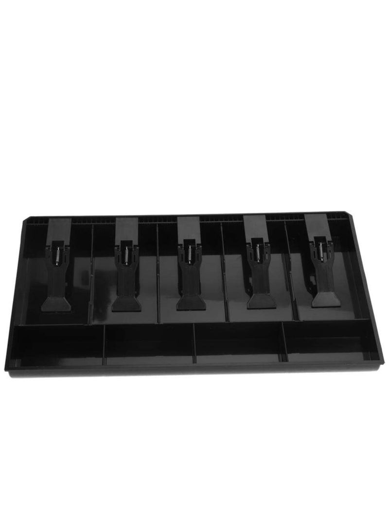 Cash Drawer 5 Grids Black Cash Box Register Insert Coin Trays Cashier Tidy Storage Safe Cash Tray for Business Use (Black) - Image 5