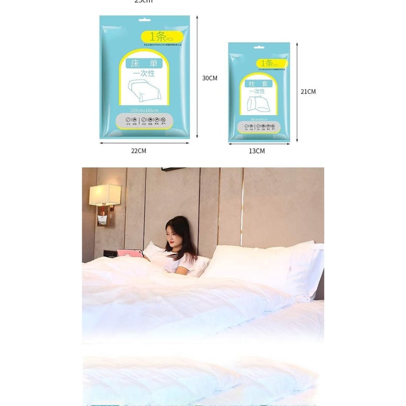 SOLARAE Disposable Bed Sheets for Travel, Quilt Cover and Pillow Case Set, Portable Disposable Bedding Set for Hotel and Travel (Travel 3-Piece Double) - Image 3