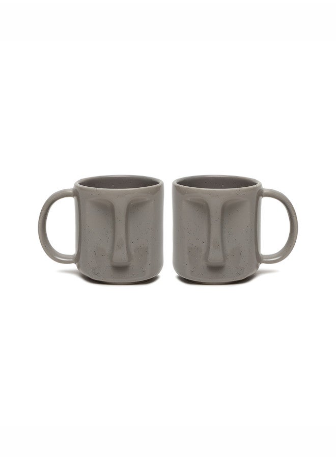 Arrabi Grey Textured Stoneware Microwave Safe 2 Piece Mugs - 420ml - Image 4